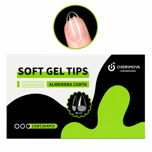 Tips de Soft Gel Tips Almendra Corta Prelimado